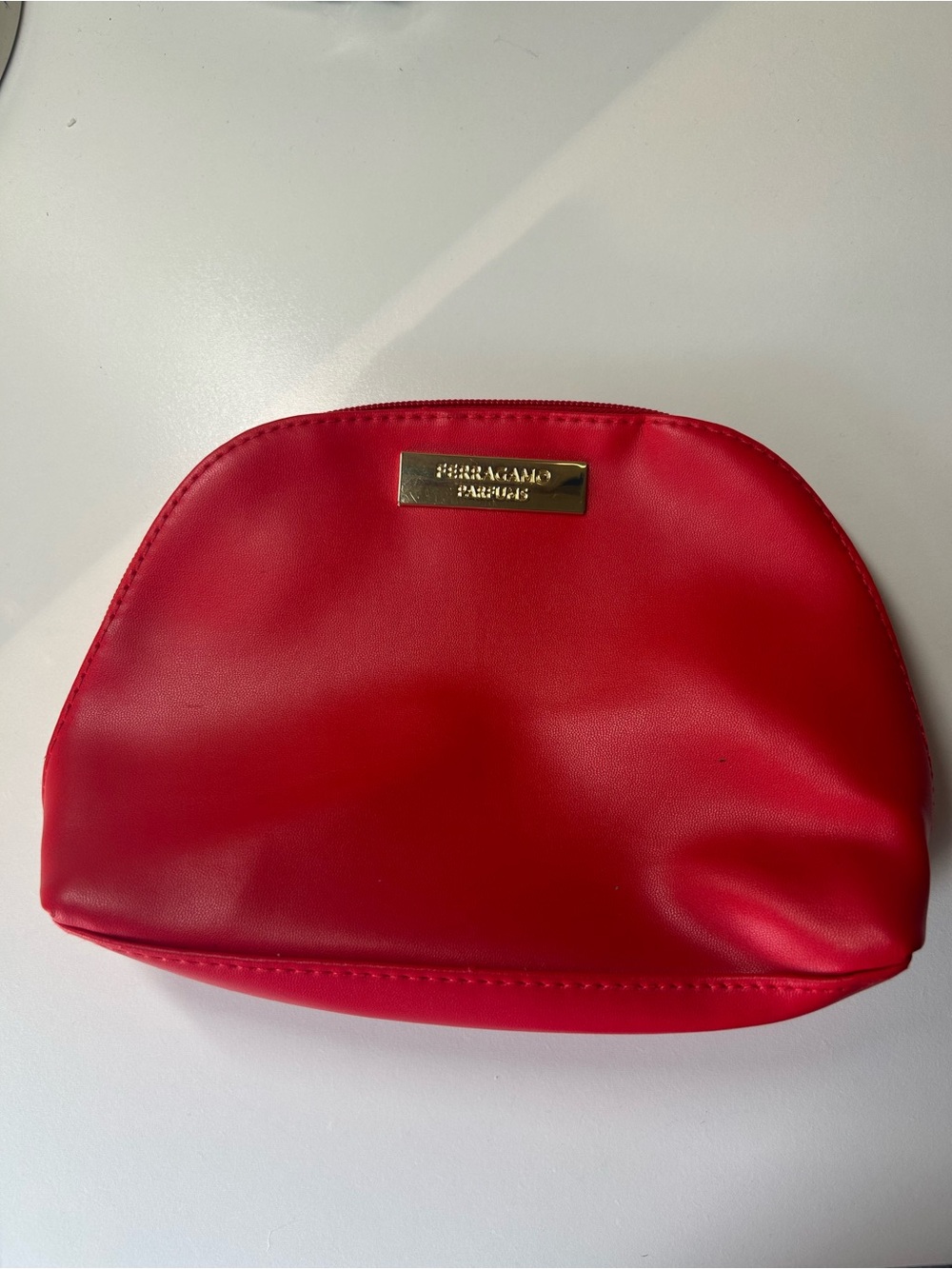 New Ferragamo Red Leather Cosmetic Case